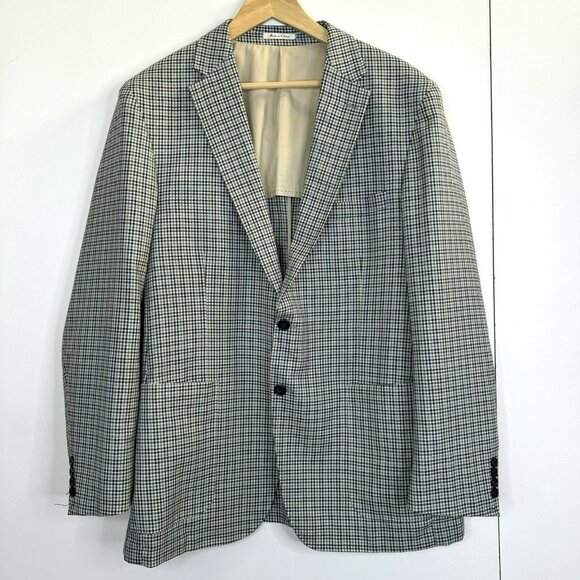Peter Millar Blazer Sport Coat Jacket Mens Size Large 100% Wool Plaid Check - Picture 1 of 7